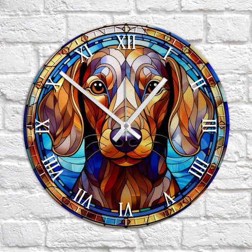 Dachshund Dapple Suncatcher Effect Clock